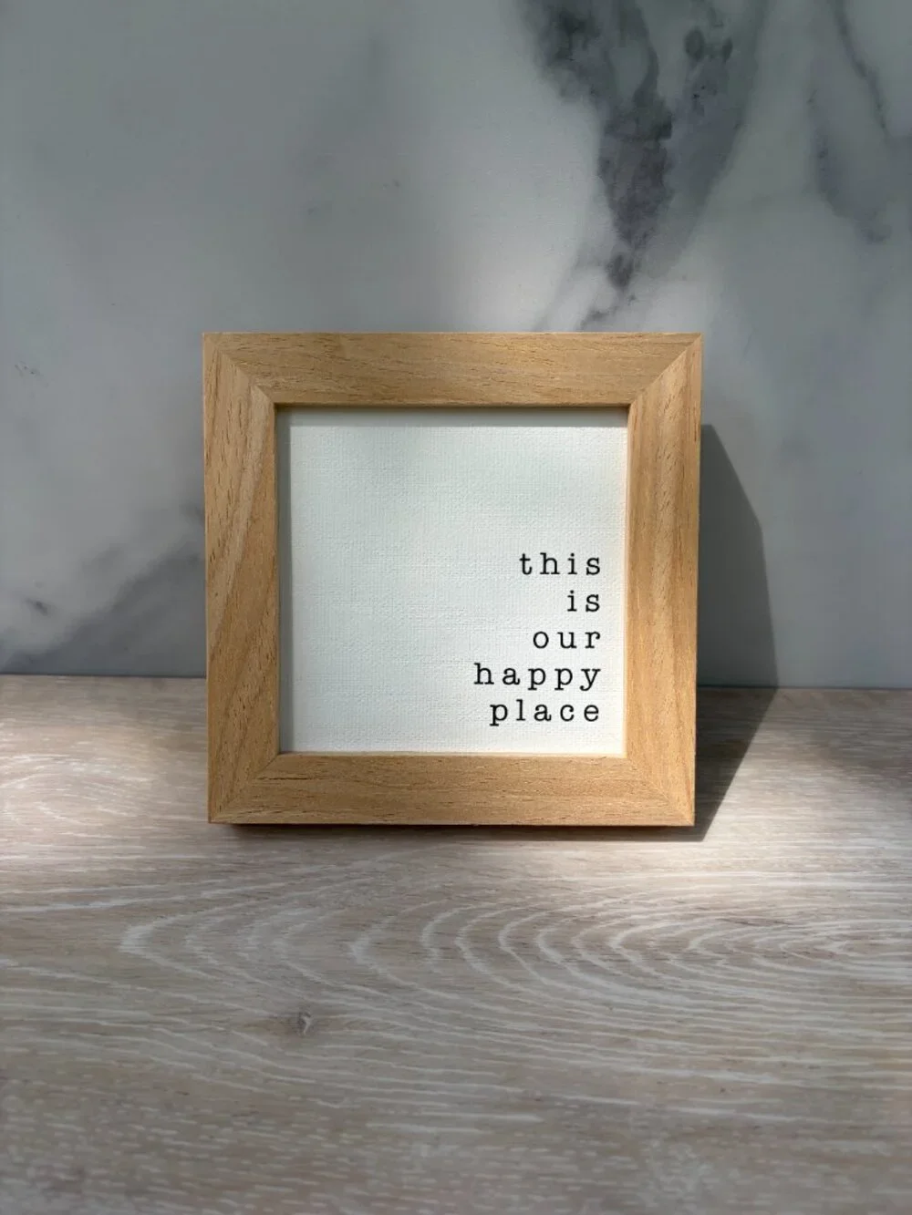 This Is Our Happy Place Canvas Wood Sign 4x4 Natural Boho Desk Decor Tiered Tray